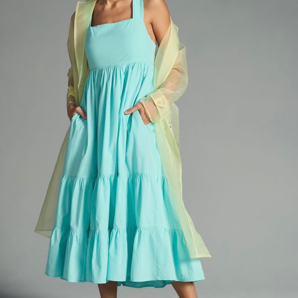 By Anthropology- Square Neck Tiered Dress